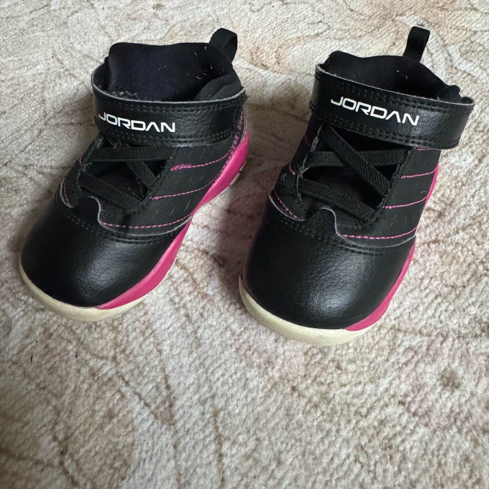 Nike Kids Air Jordans Black with Pink Highlights